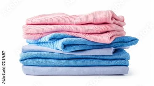 Soft, neatly folded sweaters lay stacked atop one another like a stack of towels, creating a sense of warmth and coziness in the room
