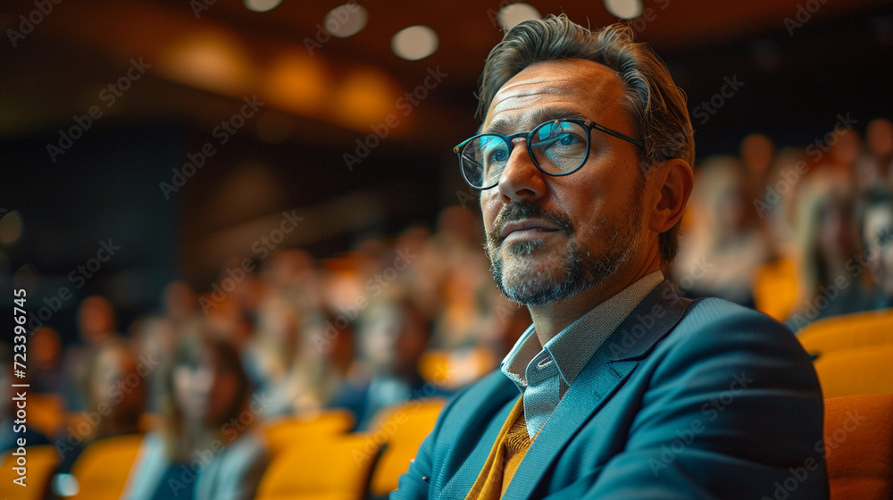 A businessman at an international business conference A businessman at an international business conference