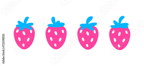 Strawberry illustration. Strawberry icon set.