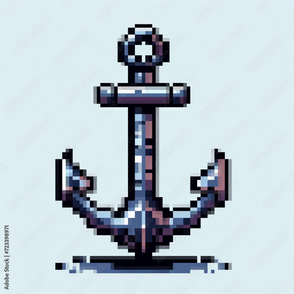 Pixel art illustration of a medieval anchor, vector design on light background - Medieval game asset Pixel art illustration of a medieval anchor, vector design on light background - Medieval game asset