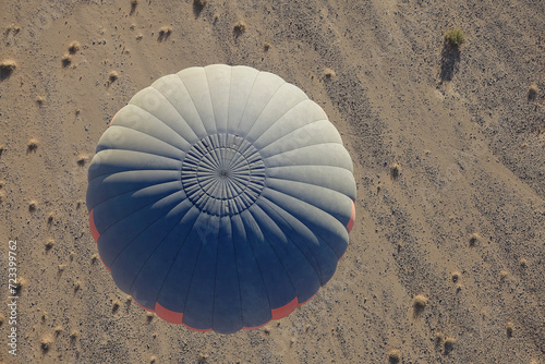 Looking Down on a Hot Air Balloon over Namib Desert