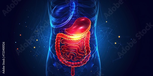Human anatomy, organs, lungs, gastrointestinal tract, excretory organs, kidneys, medicine, background. photo