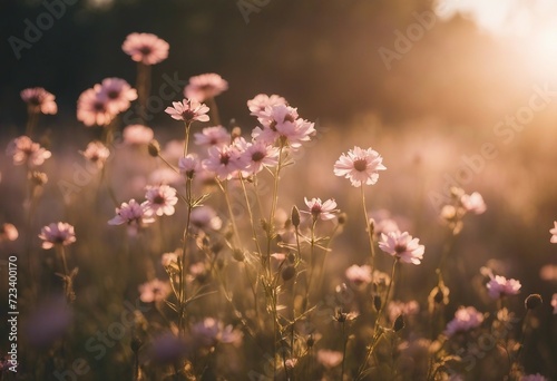 Pink Wildflowers in a meadow during a sunny day © FrameFinesse