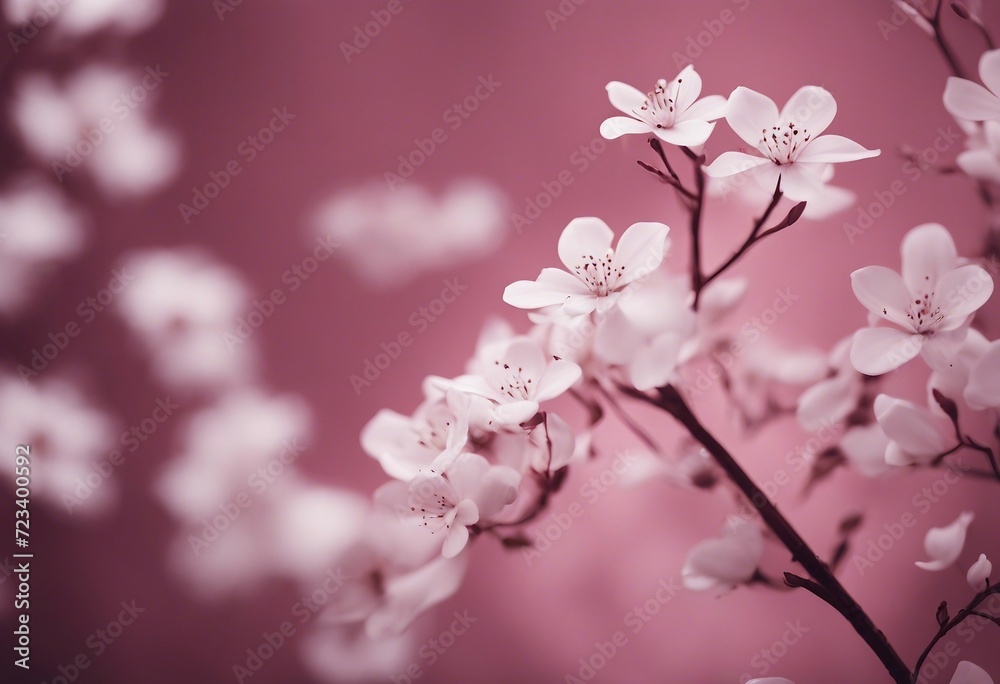 White Elegant Floral Vines on a Pink Background