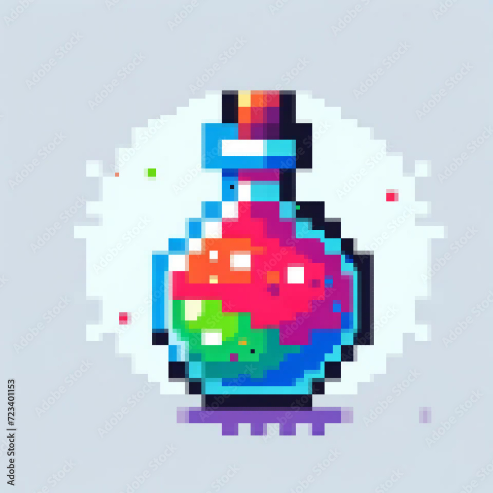 Fototapeta premium Pixel art of medieval potion, vector illustration - medieval serie