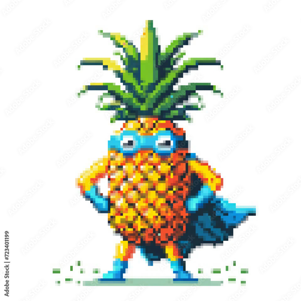 Pixel art illustration of a Super Pineapple - Super Fruits series Stock ...