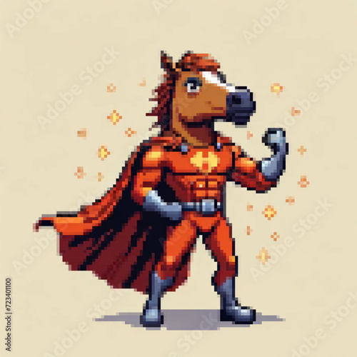 Pixel art vector illustration of a Super Horse