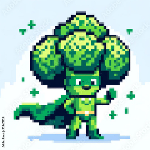 Pixel art illustration of a Super Broccoli - Super Vegetables series