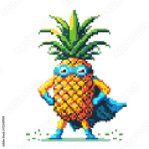 Pixel art illustration of a Super Pineapple - Super Fruits series