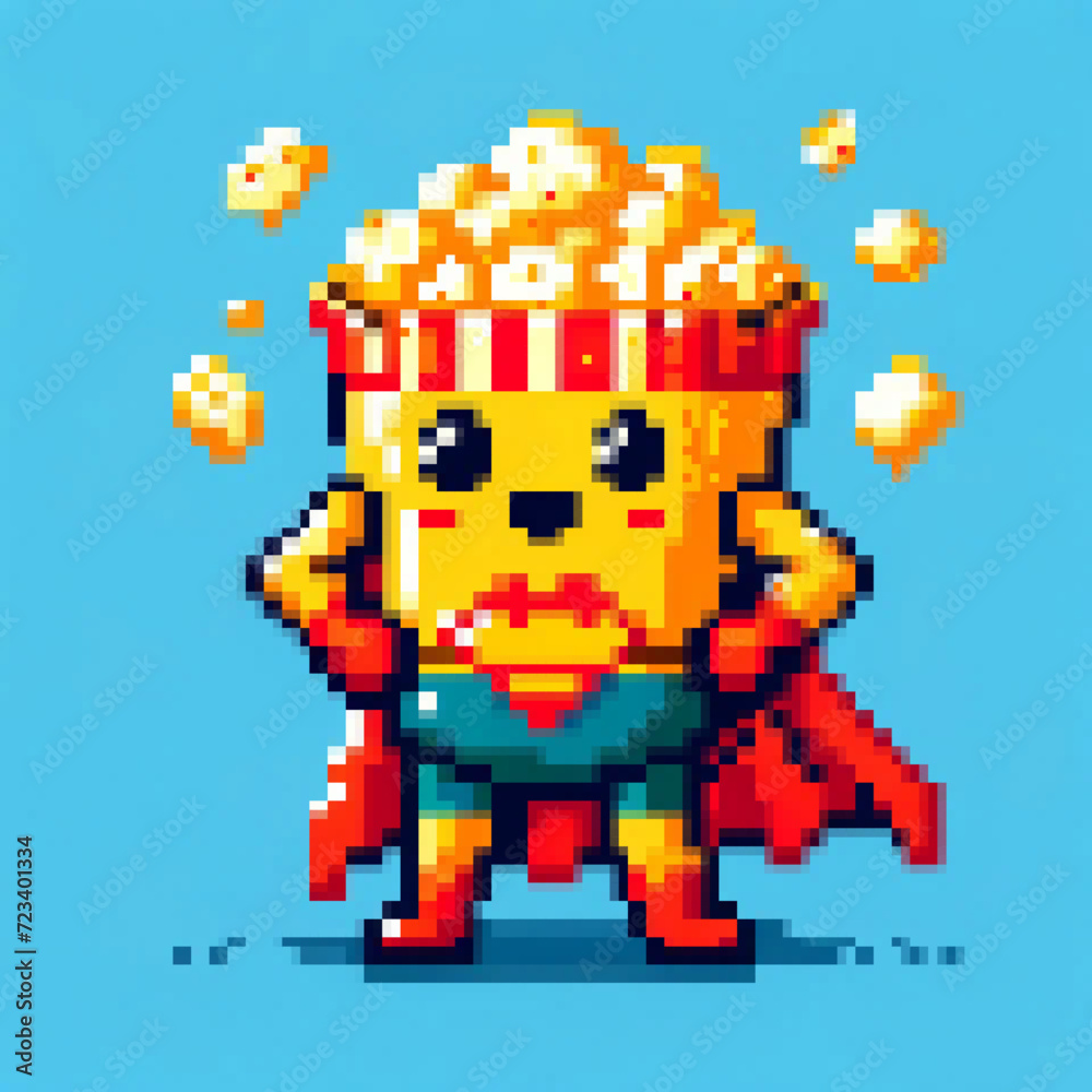 Pixel art illustration of a Super PopCorn - Super Food series