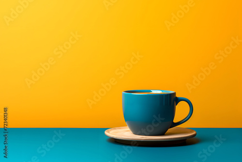 ceramic cup with black coffee on a bright table