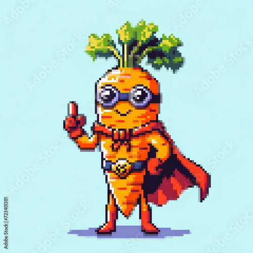 Pixel art illustration of a Super Carrot - Super Vegetables series