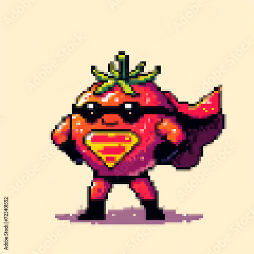Pixel art illustration of a Super Tomato - Super Food series