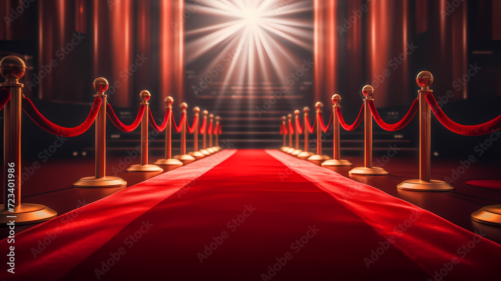 Red carpet staircase background, VIP entrance, night awards ceremony Red carpet staircase background, VIP entrance, night awards ceremony