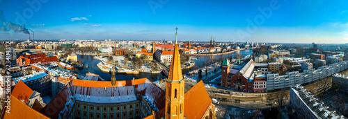 Aerial view of Wroclaw in winter  Poland