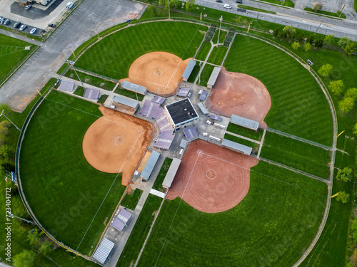 Bird’s eye view of baseball diamonds 