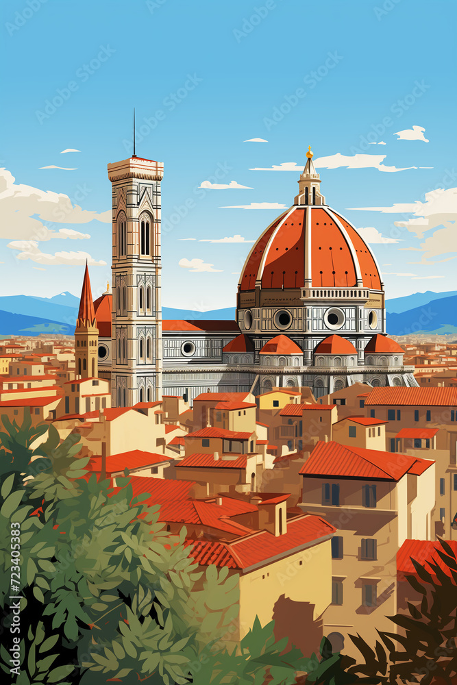 Florence, 3D flat illustration 