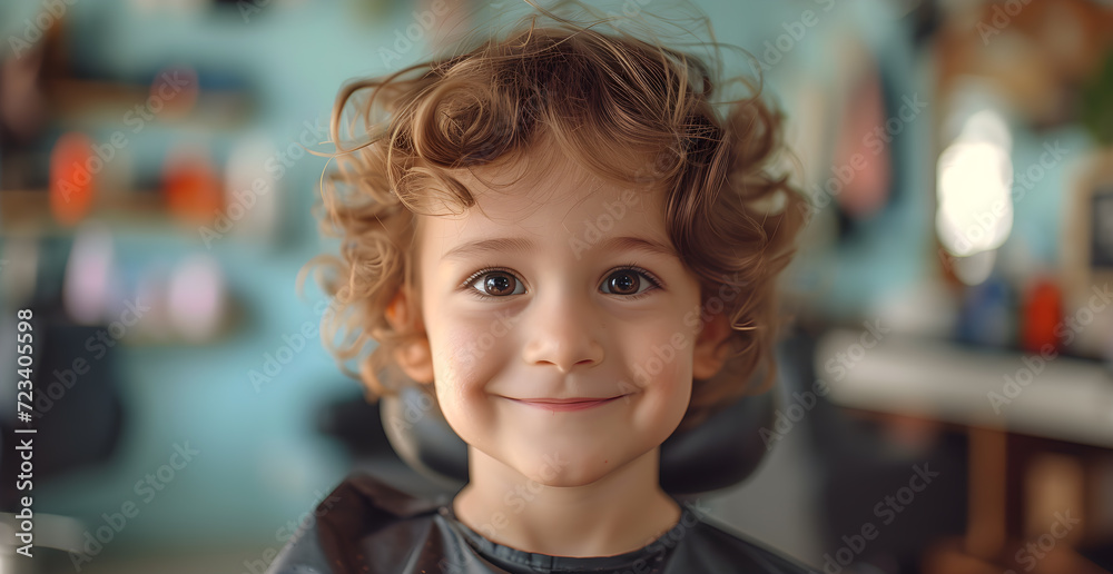 close up of a latin child at the hairdresser in a modern hair salon close up of a latin child at the hairdresser in a modern hair salon