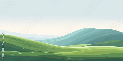 Serene Green Hills and Meadows Illustration