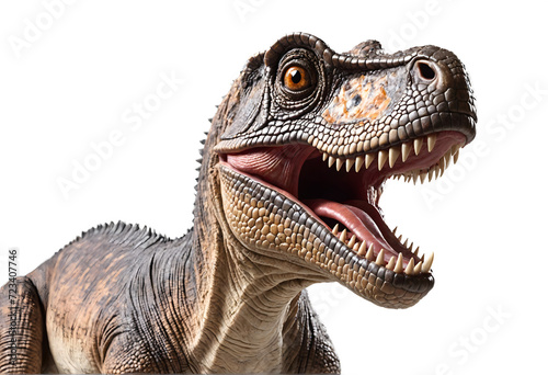 portrait of a dinosaur isolated against transparent background