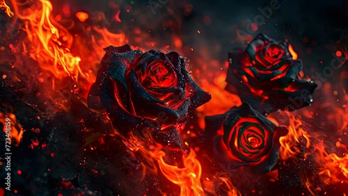 roses burning in fire footage 
