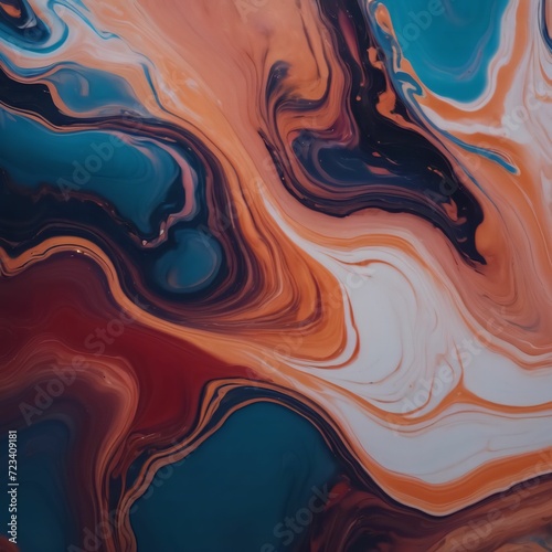 Fine intricate marble like flows of colorful paint background.Ai generative