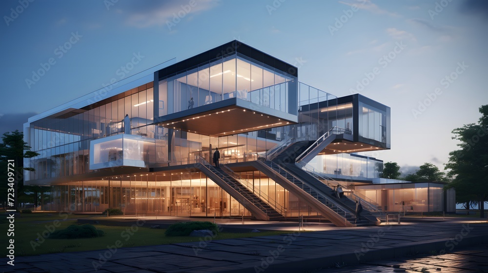 Modern office building concept 3d rendering.
Modern office building concept 3d rendering.
