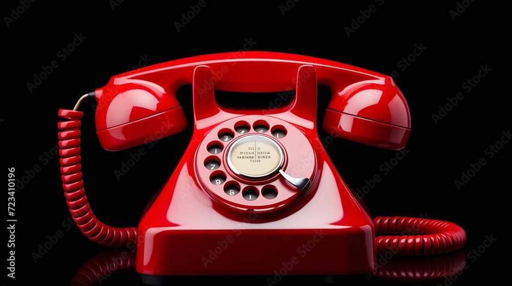 old-fashioned rotary red telephone with handset on isolated transparent background old-fashioned rotary red telephone with handset on isolated transparent background