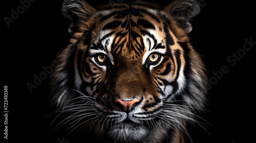 Portrait of a Tiger with a black background 