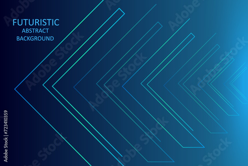 Modern dark blue abstract background. Blue geometric lines with glowing arrows. Technology futuristic design. Suit for cover, header, poster, banner, web