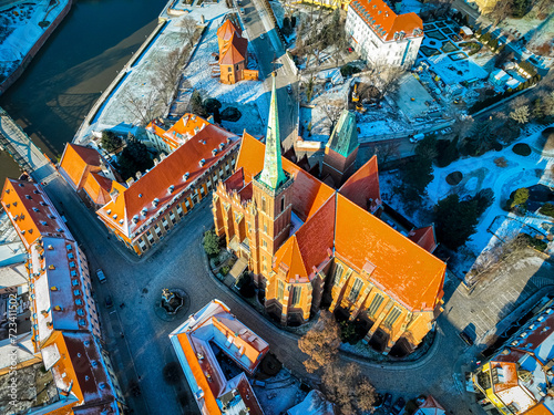 Aerial view of Wroclaw in winter, Poland