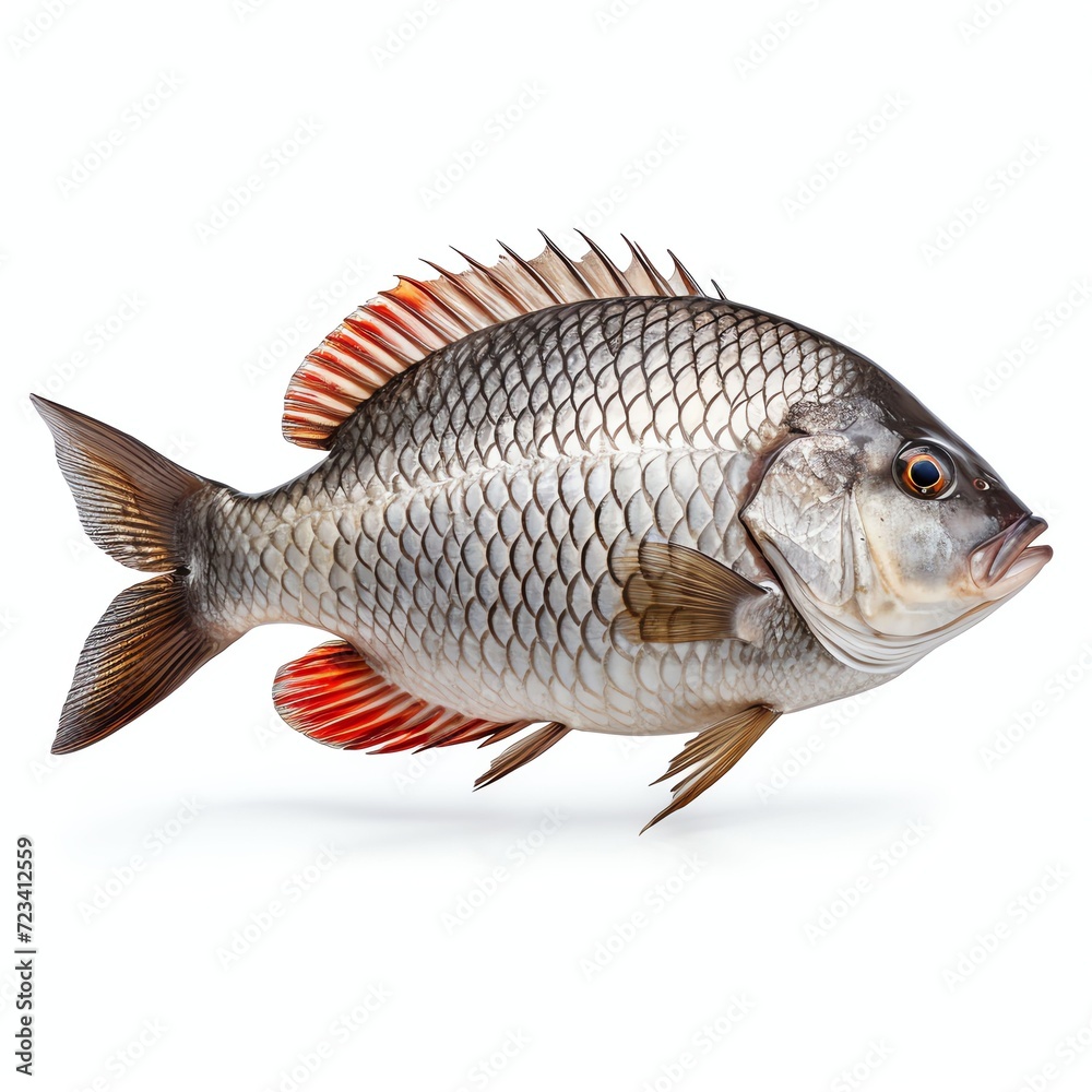 a tilapia, studio light , isolated on white background a tilapia, studio light , isolated on white background