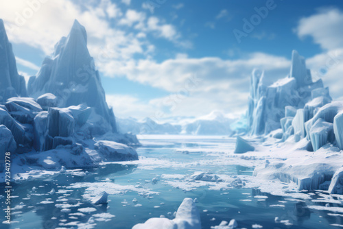 Experience the beauty of icy landscapes, capturing the crystalline allure of frozen realms with a serene and tranquil ambiance. Generative Ai.