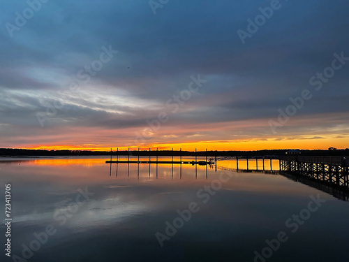 sunset over the river