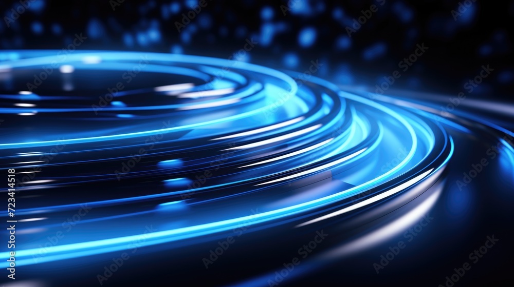 a long blue wavy line on a black background, in the style of glowing lights a long blue wavy line on a black background, in the style of glowing lights