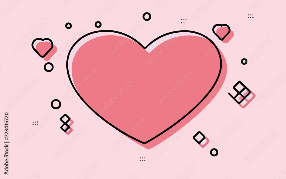 Vector illustration of red hearts on a pink background. Romantic and affectionate design for Valentine’s Day or love themed graphics, Simple, Flat Style