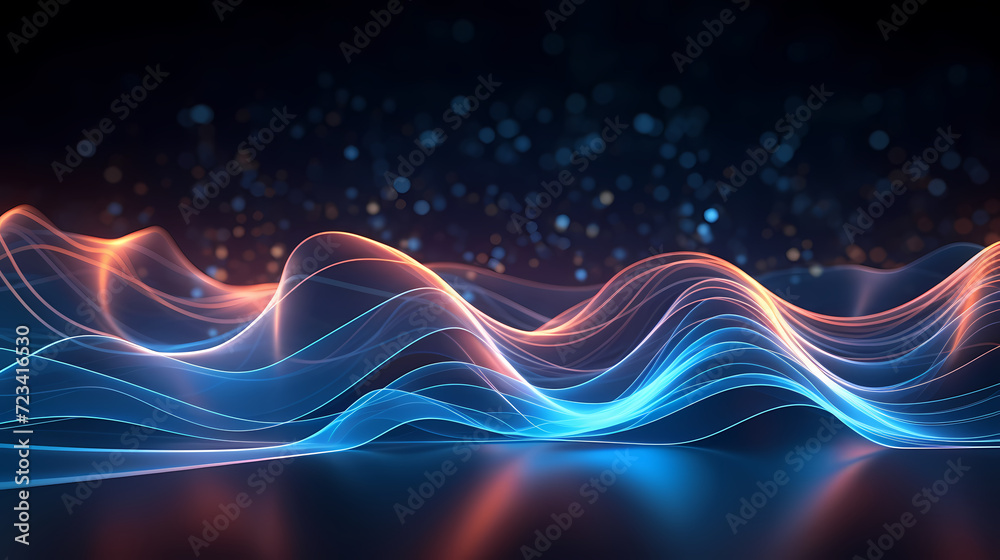 Digital technology blue rhythm wavy lines abstract graphic poster web page ppt background Digital technology blue rhythm wavy lines abstract graphic poster web page ppt background