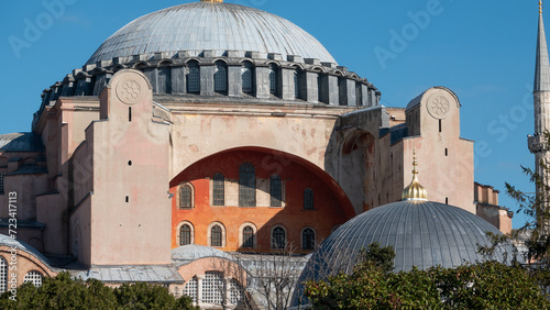 Photography External details of Hagia Sophia in a winter day as seen on 29 January  2024 in Istanbul, Turkey