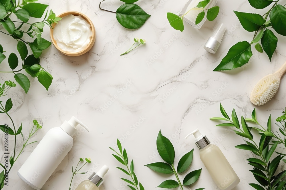 Top view beauty skincare frame Top view beauty skincare frame