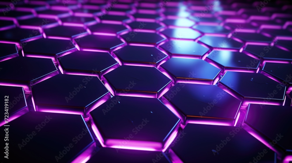 Wallpaper, abstract background, a black background made of hexagons and purple lights, in the style of neon, grid Wallpaper, abstract background, a black background made of hexagons and purple lights, in the style of neon, grid