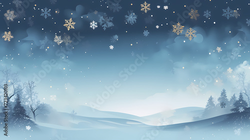 Snowflake background, snowflake border, winter holiday background, soft colors and dreamy atmosphere © Derby
