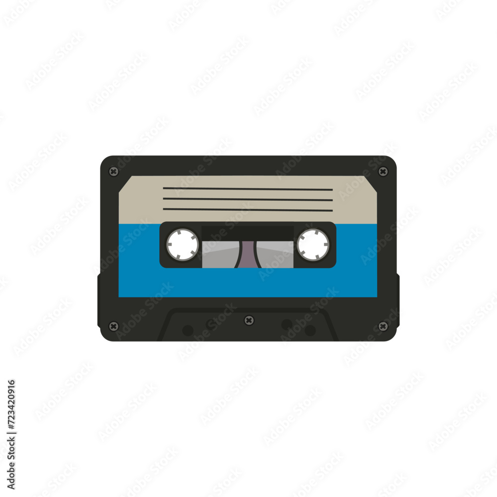 Retro cassette player. Boombox of 90s style. Vector. Nostalgia for the 90s. Vector illustration on white