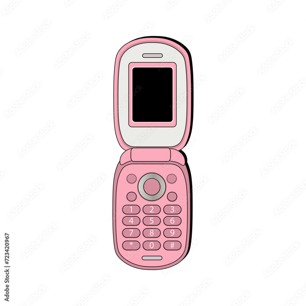 Retro flip phone, pink cute phone. Clamshell phone.