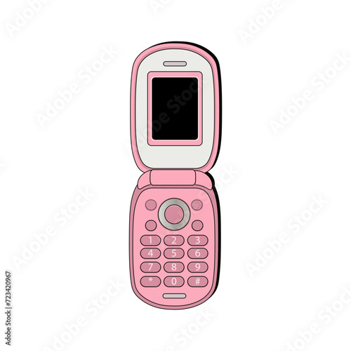 Retro flip phone, pink cute phone. Clamshell phone.