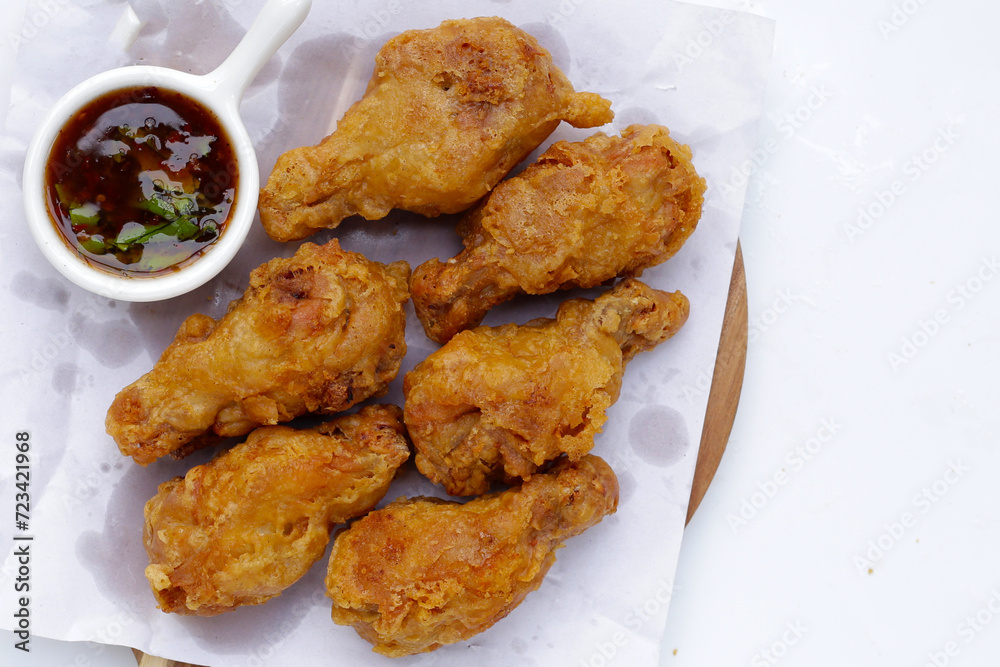 Fried chicken on white background. Fried chicken on white background.