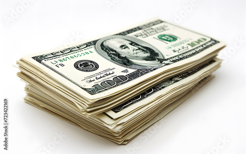 stack of dollars on white background