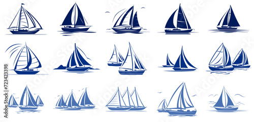 Sailing boats. Yachts silhouettes photo