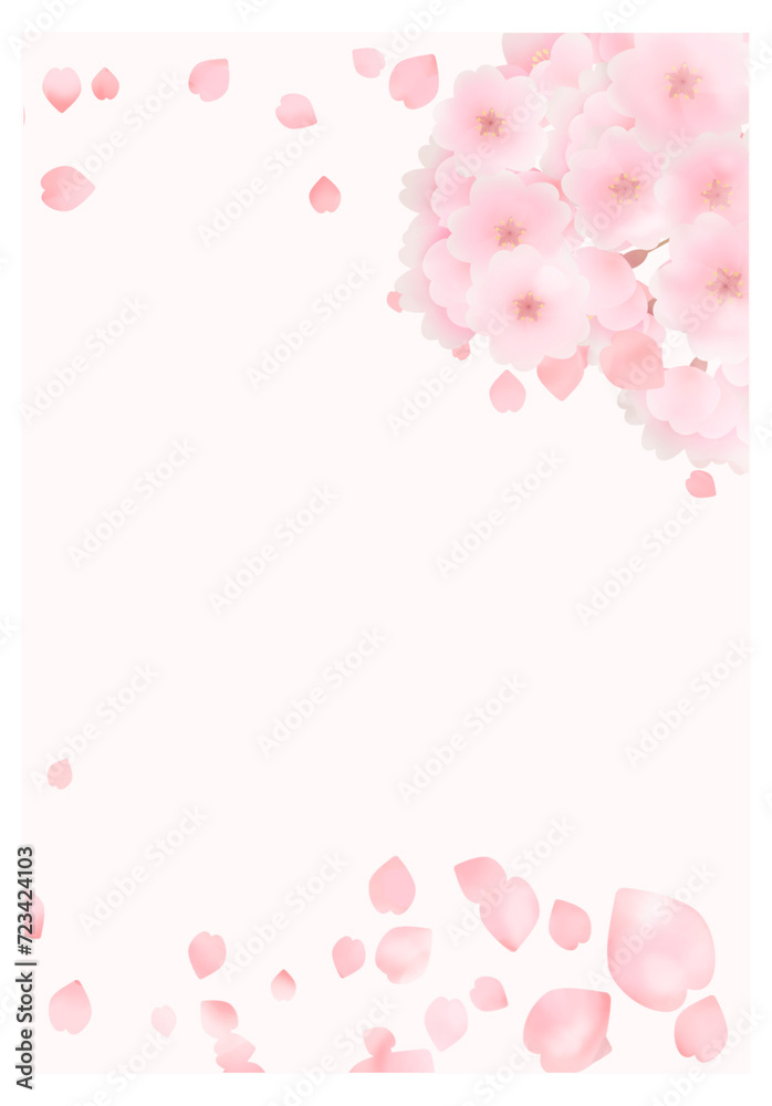 ピンクの桜の花びらの背景イラスト