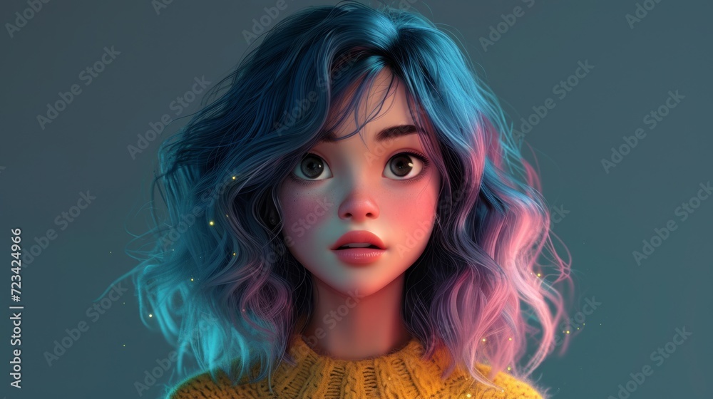 Fototapeta premium 3D系のアニメ女性,Generative AI AI画像
