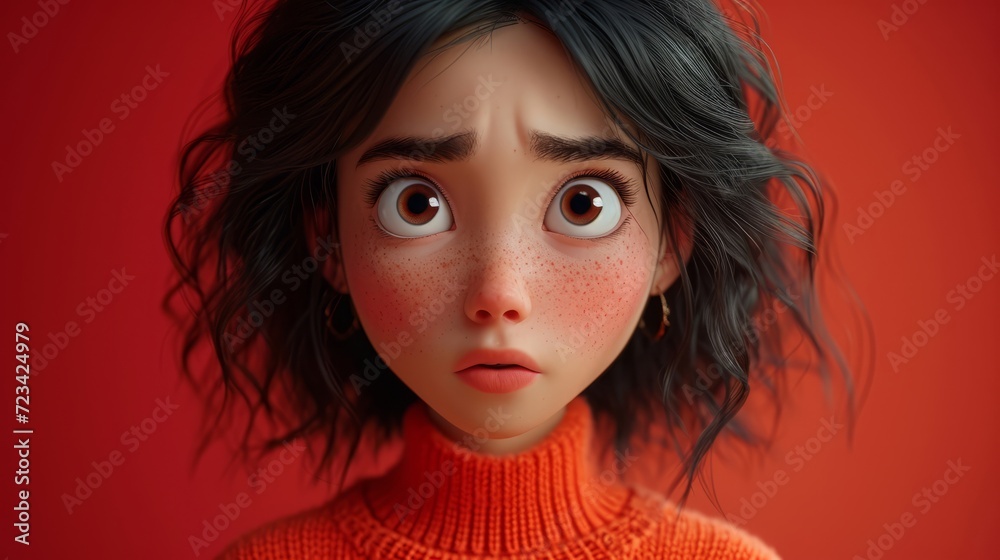 困る3D系のアニメ女性,Generative AI AI画像 困る3D系のアニメ女性,Generative AI AI画像
